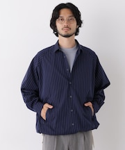 「OtoNANO」2WAYコーチシャツ スーピマコットンタイプライター／ストライプ