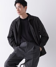 ビッグドレープストライプシャツ 長袖