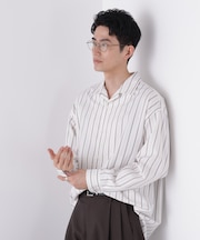 ビッグドレープストライプシャツ 長袖