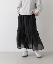 梯子レース切り替えティアードスカート