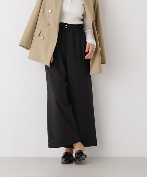 ベルト付きツイルワイドパンツ(セットアップ可)