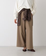 ベルト付きツイルワイドパンツ(セットアップ可)