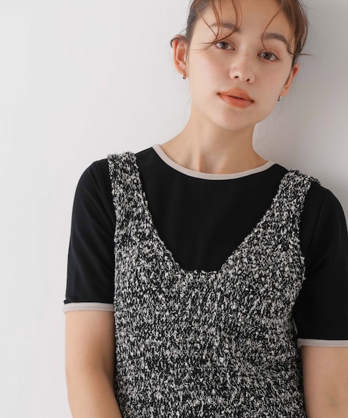 WEB限定/ベロアパイピングリンガーTシャツ