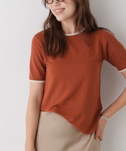 WEB限定／ベロアパイピングリンガーTシャツ