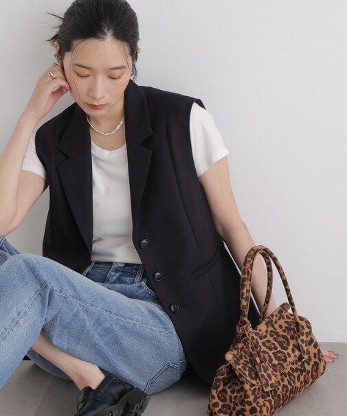 パウダーツイルテーラードジレ(セットアップ可)