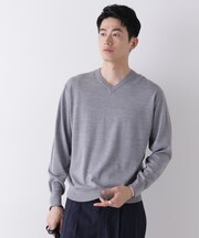 「毛玉レスニット」ファインゲージVネック