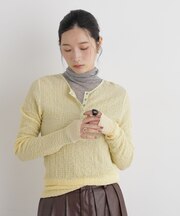 シャーリングヘンリーネックプルオーバー