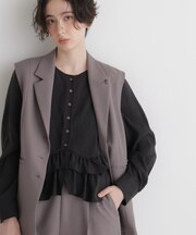 ランダムフリルペプラムブラウス