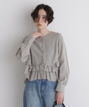 ランダムフリルペプラムブラウス