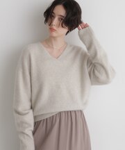ウォッシャブルウールフォックスVネックニットプルオーバー