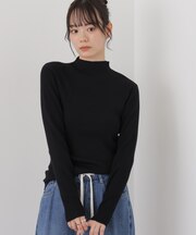 ハイネックリブニットトップス