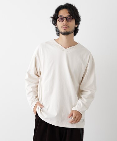 「surplus」デザインヘンリーネックTシャツ 長袖
