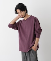 「surplus」デザインヘンリーネックTシャツ 長袖