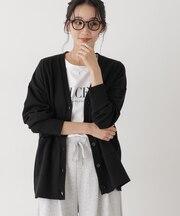 毛玉ができにくいニット Vネックワイドカーディガン(セットアップ可)