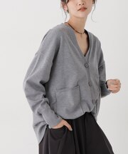 毛玉ができにくいニット Vネックワイドカーディガン(セットアップ可)