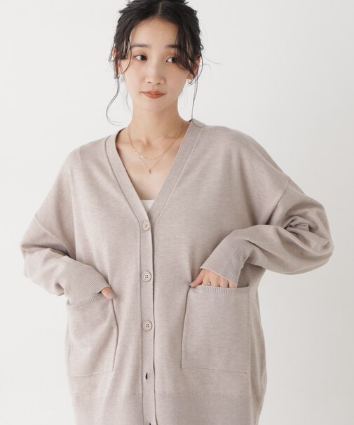 毛玉ができにくいニット Vネックワイドカーディガン(セットアップ可)