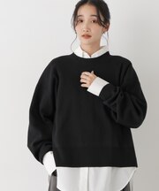 毛玉ができにくいニット クルーネックワイドトップス(セットアップ可)