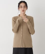 プレーティングリブ衿付きカーディガン(セットアップ可)