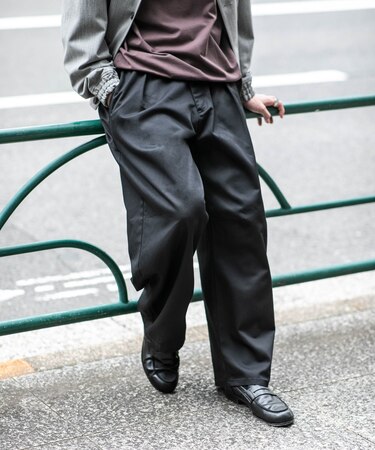 WEB限定/TCツイルワイドタックカーブパンツ