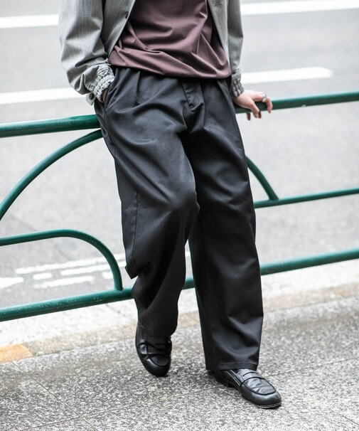 WEB限定/TCツイルワイドタックカーブパンツ