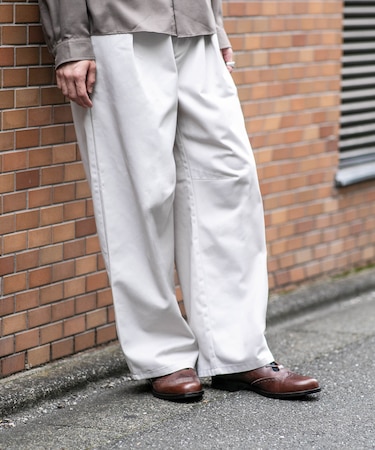 WEB限定/TCツイルワイドタックカーブパンツ