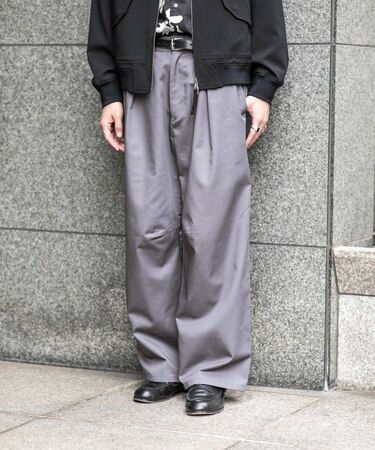 WEB限定／TCツイルワイドタックカーブパンツ