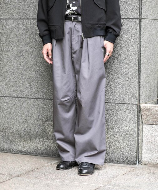 WEB限定／TCツイルワイドタックカーブパンツ