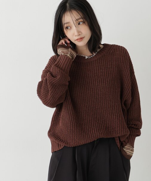 ロービングクルーネックルーズニット