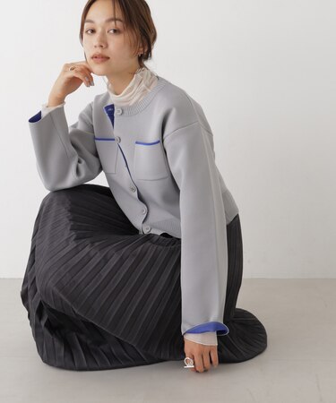 WEB限定/スポンディッシュWフェイスバイカラーニットカーディガン