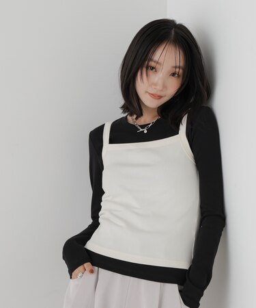 WEB限定／ロンT×キャミ カットレイヤードアンサンブルセット