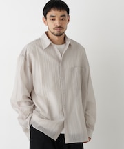 ストライプシアーシャツ 長袖