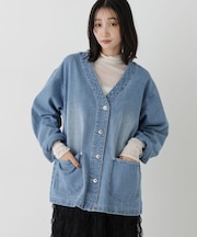 Vネックデニムジャケット