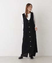 ファースリーブトップス×パールワンピース アンサンブルセット