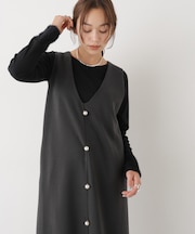 ファースリーブトップス×パールワンピース アンサンブルセット