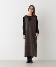 ファースリーブトップス×パールワンピース アンサンブルセット