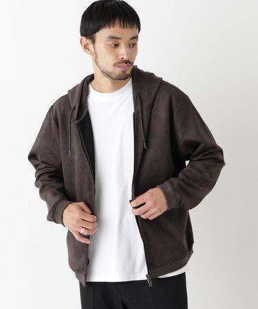 フェイクスエードZIPフーディー