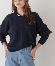 圧縮ドルマンニットクルーネックプルオーバー