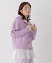 AQUAウールカシミヤハイネックカーディガン