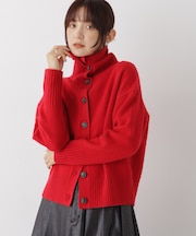 AQUAウールカシミヤハイネックカーディガン