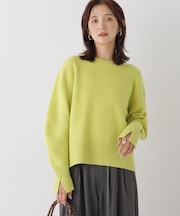 AQUAウールカシミヤクルーネックニットプルオーバー