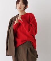 AQUAウールカシミヤクルーネックニットプルオーバー