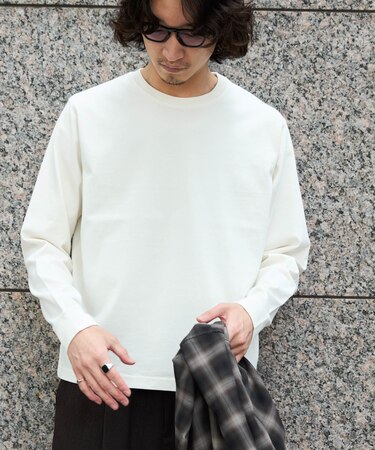 WEB限定/度詰めプレーティングフェードカラークロップドTシャツ長袖