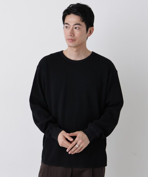 ヘヴィーワッフルクルーネックTシャツ 長袖
