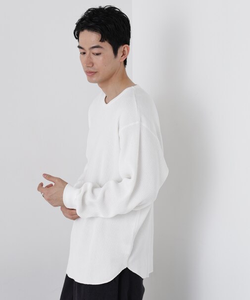 ヘヴィーワッフルクルーネックTシャツ 長袖
