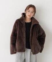 フェイクファースタンドカラーリバーシブルコート