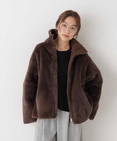 フェイクファースタンドカラーリバーシブルコート
