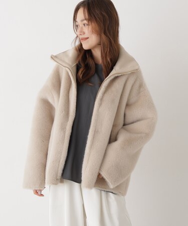 フェイクファースタンドカラーリバーシブルコート