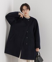 ソフトシャギージャージーフレアラインノーカラーコート