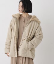 フェイクファーフードドロストブルゾン