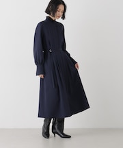 ダブルクロスベルト付きタックワンピース